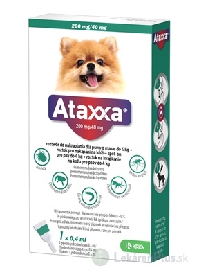 Ataxxa 200 mg/40 mg (psy do 4kg) sol 1x0,4 ml