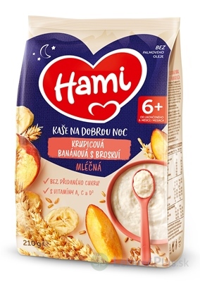 Hami mliečna kaša krupicová banánová s broskyňou na dobrú noc (od ukonč. 6. mesiaca) 1x210 g