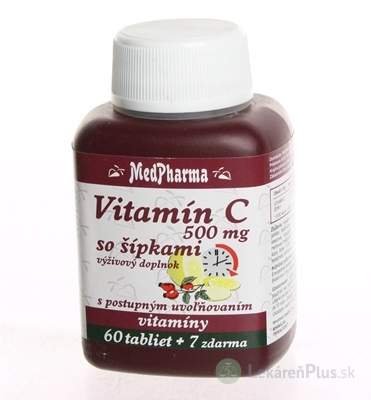 MedPharma VITAMÍN C 500MG so šípkami tbl (s postupným uvoľňovaním) 60+7 zadarmo (67 ks)