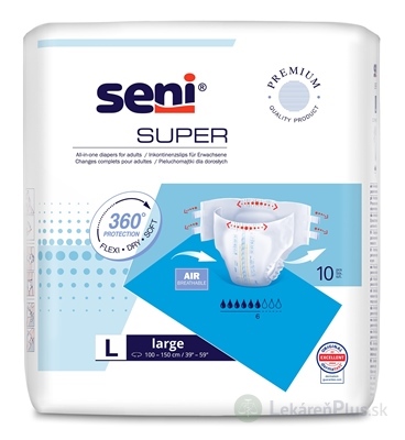 Seni SUPER large L plienkové nohavičky (obvod pása 100-150 cm)(6 kvap.) 1x10 ks