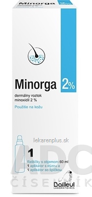 Minorga 2 % dermálny roztok sol der (fľ.HDPE+1 aplik.s dýzou+1 aplik.so špičkou) 1x60 ml