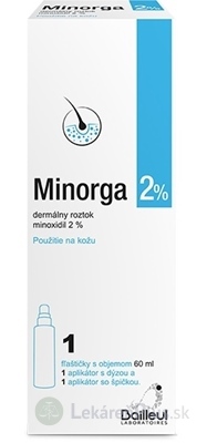 Minorga 2 % dermálny roztok sol der (fľ.HDPE+1 aplik.s dýzou+1 aplik.so špičkou) 1x60 ml