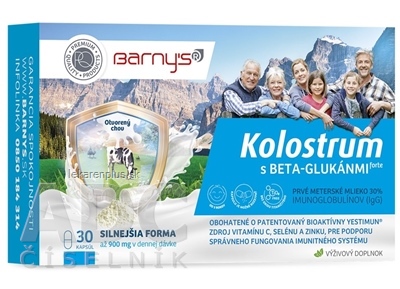 Barnys KOLOSTRUM s beta-glukánmi forte + darček cps 1x30 ks + darček 1ks, 1x1 set