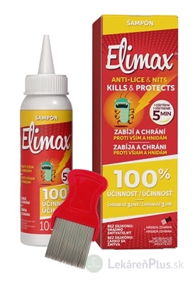 ELIMAX ŠAMPÓN PROTI VŠIAM A HNIDÁM s hrebeňom, (inov.2024) 1x100 ml