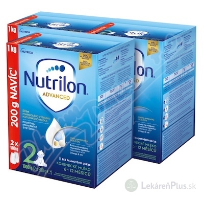 Nutrilon Advanced 2 následná mliečna dojčenská výživa v prášku (6-12 mesiacov) 3x1000 g (3000 g)