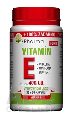 BIO Pharma Vitamín E FORTE 400 I.U cps 30+30 (100% ZADARMO) (60 ks)