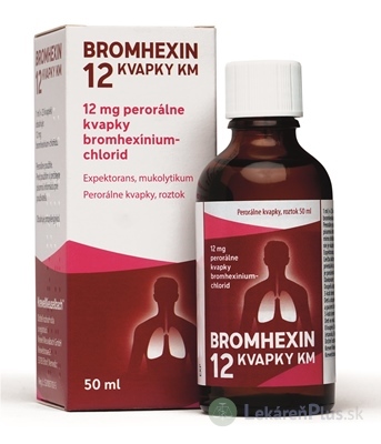 BROMHEXIN 12 KVAPKY KM gtt por (liek.skl.hnedá+kvapkadlo) 1x50 ml