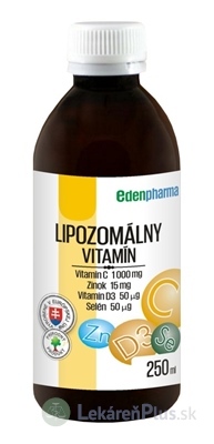 EDENPharma LIPOZOMÁLNY VITAMÍN C + Zn + D3 + Se perorálny roztok 1x250 ml