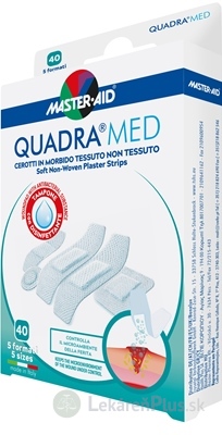 MASTER AID QUADRA MED Náplasti jemné s antiseptickým vankúšikom, 5 veľkostí 1x40 ks