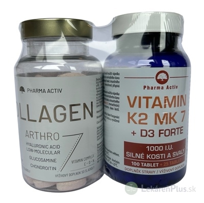 Pharma Activ COLLAGEN ARTHRO + Vitamín K2+D3 FORTE tbl 90 ks + tbl 125 ks, 1x1 set