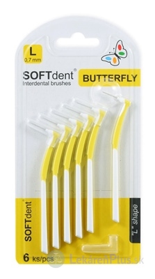 Medzizubné kefky SOFTdent Butterfly L 0,7 mm zahnuté, žlté 1x6 ks