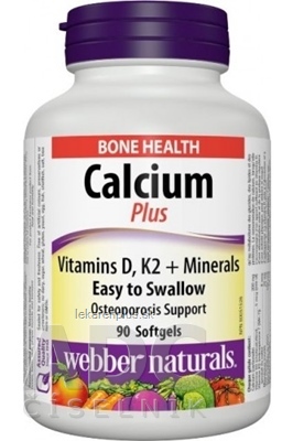 Webber Naturals Calcium Plus cps (vitamíny D3, K2 + minerály) 1x90 ks