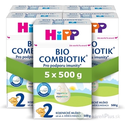 HiPP 2 BIO COMBIOTIK následná mliečna dojčenská výživa (od ukonč. 6. mesiaca) 5x500 g