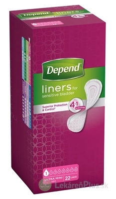 DEPEND ULTRA MINI inkontinenčné vložky pre ženy, 7x19 cm, savosť 80 ml, 1x22 ks