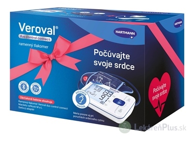 Veroval Duo Control Connect Darčekové balenie tlakomer digitálny ramenný s manžetami M (22-32 cm) a L (32-42 cm) + sieťový adaptér, 1x1 set