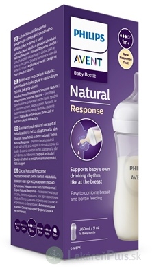 AVENT FĽAŠA Natural Response 260 ml priehľadná, cumlík pre podporu rytmu pitia (1m+) 1x1 ks