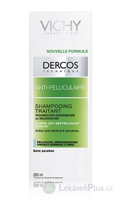 VICHY DERCOS ANTI-PELLICULAIRE Šampón proti mastným lupinám, normálne vlasy (M0363600) 1x200 ml