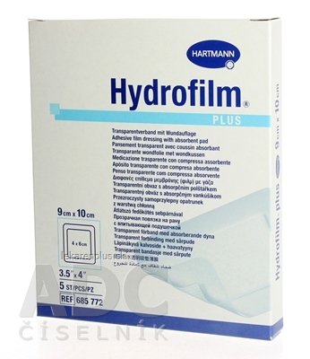 HYDROFILM PLUS sterilný transparentný obväz s vankúšikom (9x10 cm) 1x5 ks