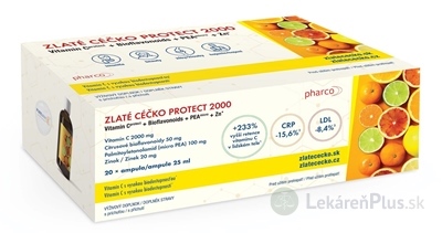 ZLATÉ CÉČKO PROTECT 2000 ampulky (vitamín C + bioflavonoidy + PEA + zinok) s príchuťou 20x25 ml (500 ml)