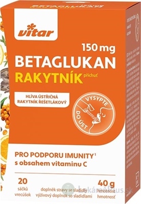 VITAR BETAGLUKÁN 150 mg prášok vo vrecúškach, príchuť rakytník 1x20 ks