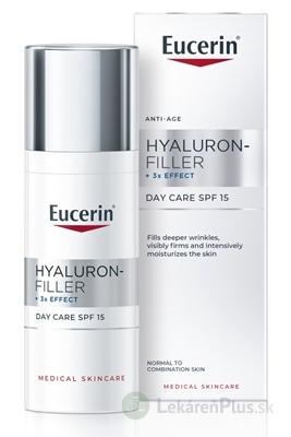 Eucerin HYALURON-FILLER+3xEFFECT Denný krém SPF15 normálna a zmiešaná pleť, Anti-Age, tuba 1x50 ml