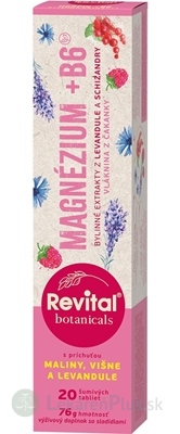 Revital Botanicals MAGNÉZIUM + B6 tbl eff s bylinnými extraktmi, s príchuťou maliny, višňe a levandule 1x20 ks