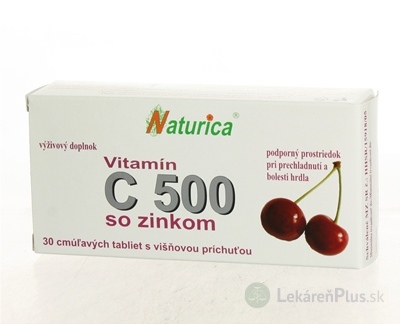 Naturica VITAMÍN C 500 mg so zinkom tbl (cmúľavé tablety) 1x30 ks