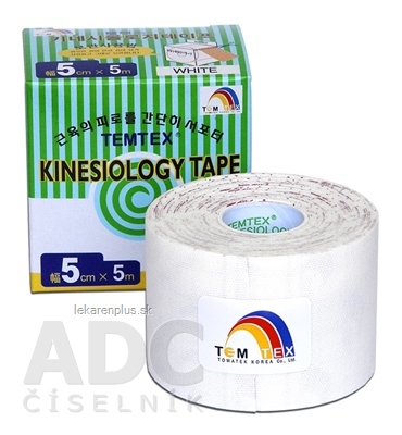 TEMTEX KINESOLOGY TAPE tejpovacia páska, 5 cm x 5 m, biela 1x1 ks