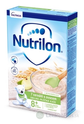 Nutrilon obilno-mliečna kaša 7 cereálií s ovocím, bez palmového oleja (od ukonč. 8. mesiaca) (inov.2021) 1x225 g