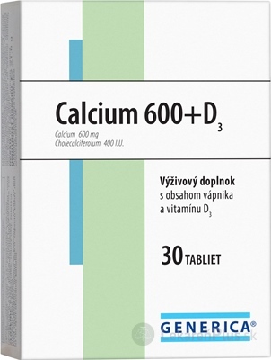 GENERICA Calcium 600+D3 tbl 1x30 ks