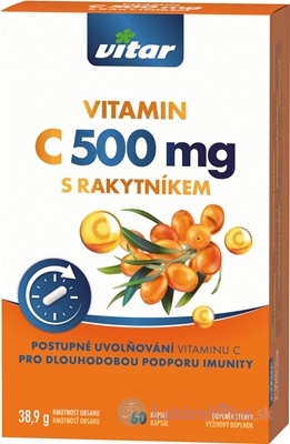 VITAR VITAMÍN C 500 mg S RAKYTNÍKOM cps s postupným uvoľňovaním 1x60 ks