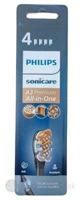 Philips Sonicare A3 Premium All-in-One náhradné hlavice, Prestige (HX9094/11), čierna, 1x4 ks