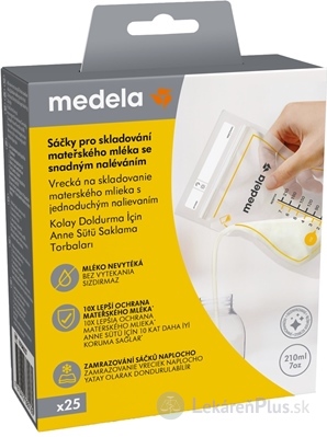MEDELA Vrecká na skladovanie materského mlieka Easy Pour (objem vrecka 210 ml), 1x25 ks