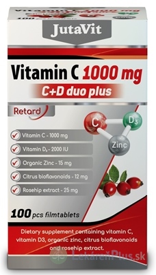 JutaVit Vitamín C 1000 mg + D3 2000 IU duo plus tbl so zinkom, bioflavonoidmi a šípkami 1x100 ks