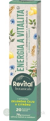 Revital Botanicals ENERGIA A VITALITA tbl eff s bylinnými extraktmi, s príchuťou zeleného čaju a citrónu 1x20 ks