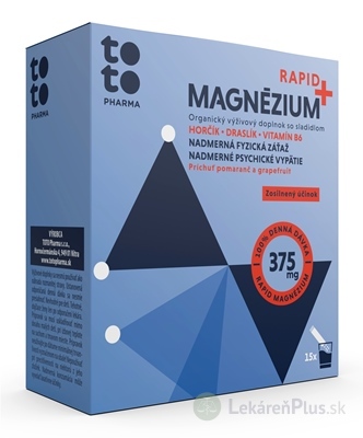 TOTO MAGNÉZIUM RAPID+ prášok na prípravu nápoja, vrecúška (horčík + draslík + vitamín B6) 1x15 ks