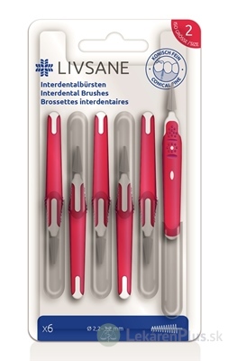 LIVSANE Medzizubná kefka kuželovitá veľ. 2, priemer 2,2 - 3,2 mm (jemná) 1x6 ks