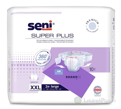 Seni SUPER PLUS (2x-large) XXL plienkové nohavičky (obvod pása 160 - 210 cm)(7 kvap.) 1x10 ks