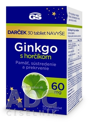 GS Ginkgo 60 mg s horčíkom darček 2023 tbl 90+30 navyše (120 ks)