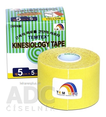TEMTEX KINESOLOGY TAPE tejpovacia páska, 5 cm x 5 m, žltá 1x1 ks