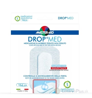 MASTER AID DROP MED Rýchloobväz sterilné krytie na rany (10x6 cm) 1x5 ks