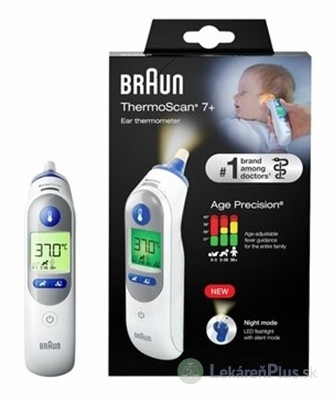 BRAUN ThermoScan 7+ IRT6525 Ušný teplomer so systémom AGE Precision, s osvetlením 1x1 ks