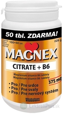 Vitabalans MAGNEX CITRATE + B6 tbl 100+50 zdarma (150 ks)