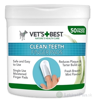 VET´S BEST CLEAN TEATH FINGER PADS čistiaca utierka - náprstok na zuby pre psy 1x50 ks