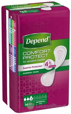 DEPEND NORMAL inkontinenčné vložky pre ženy, 9x25 cm, savosť 250 ml, 1x14 ks