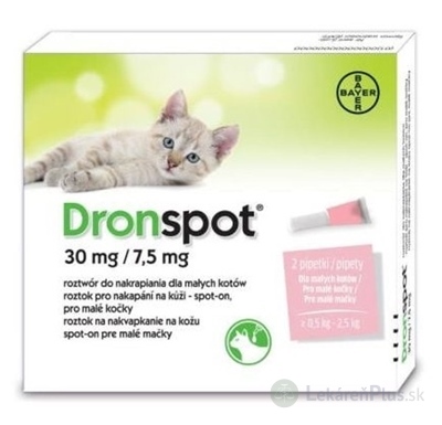 Dronspot 30 mg/7,5 mg spot-on (2 pipety) pre malé mačky (≥0,5 - 2,5 kg) 2x0,35 ml