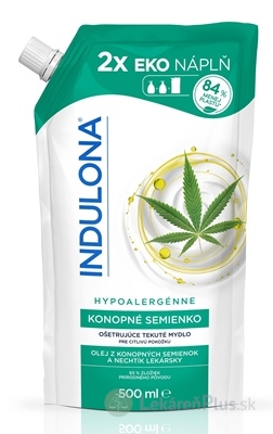 INDULONA Tekuté mydlo KONOPNÉ SEMIENKO ošetrujúce, na ruky, pre citlivú pokožku, náhradná náplň 1x500 ml