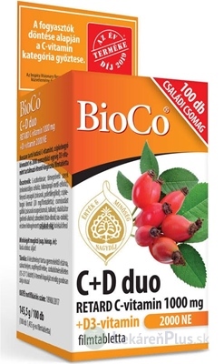 BioCo C+D duo tbl vitamín C RETARD 1000 mg + vitamín D3 2000 IU 1x100 ks