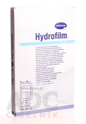 HYDROFILM PLUS sterilný transparentný obväz s vankúšikom (9x15 cm) 1x5 ks