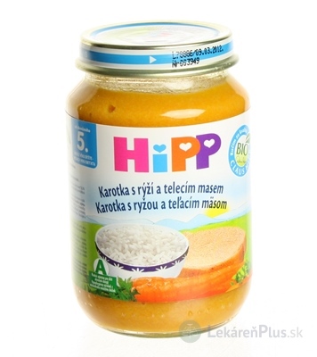 HiPP Príkrm BIO Mrkva s ryžou a teľacím mäsom (od ukonč. 4./6. mesiaca) 1x190 g